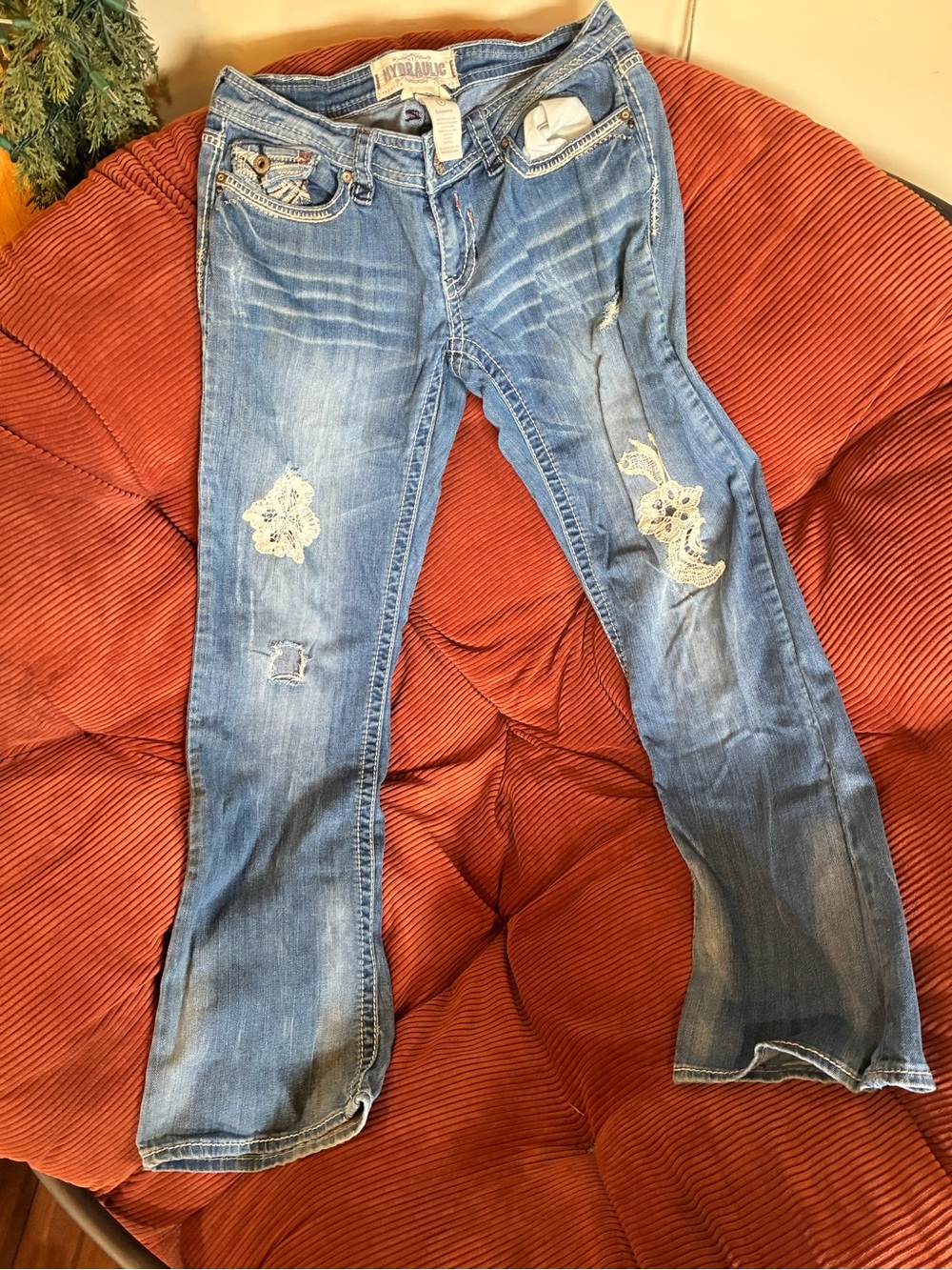 Hydraulic Women's Light Blue Embroidered Flare Jeans